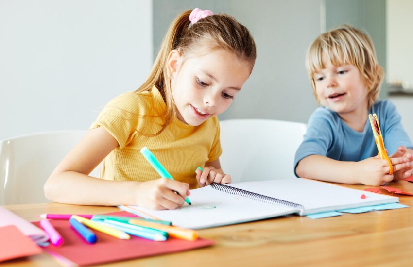 child home brother sister homework classroom education learning color coloring love kid boy girl