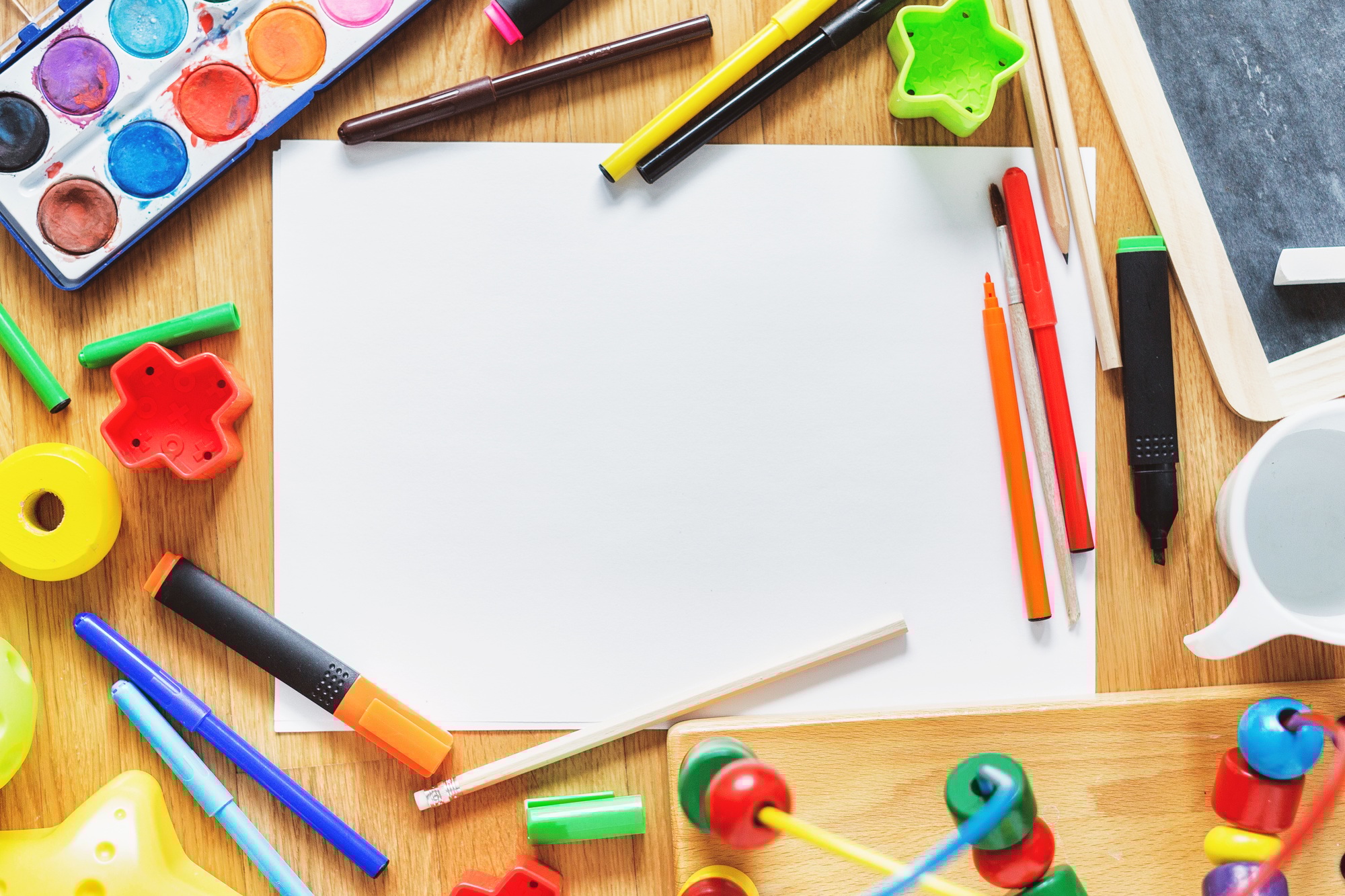 Kids concept with drawing tools