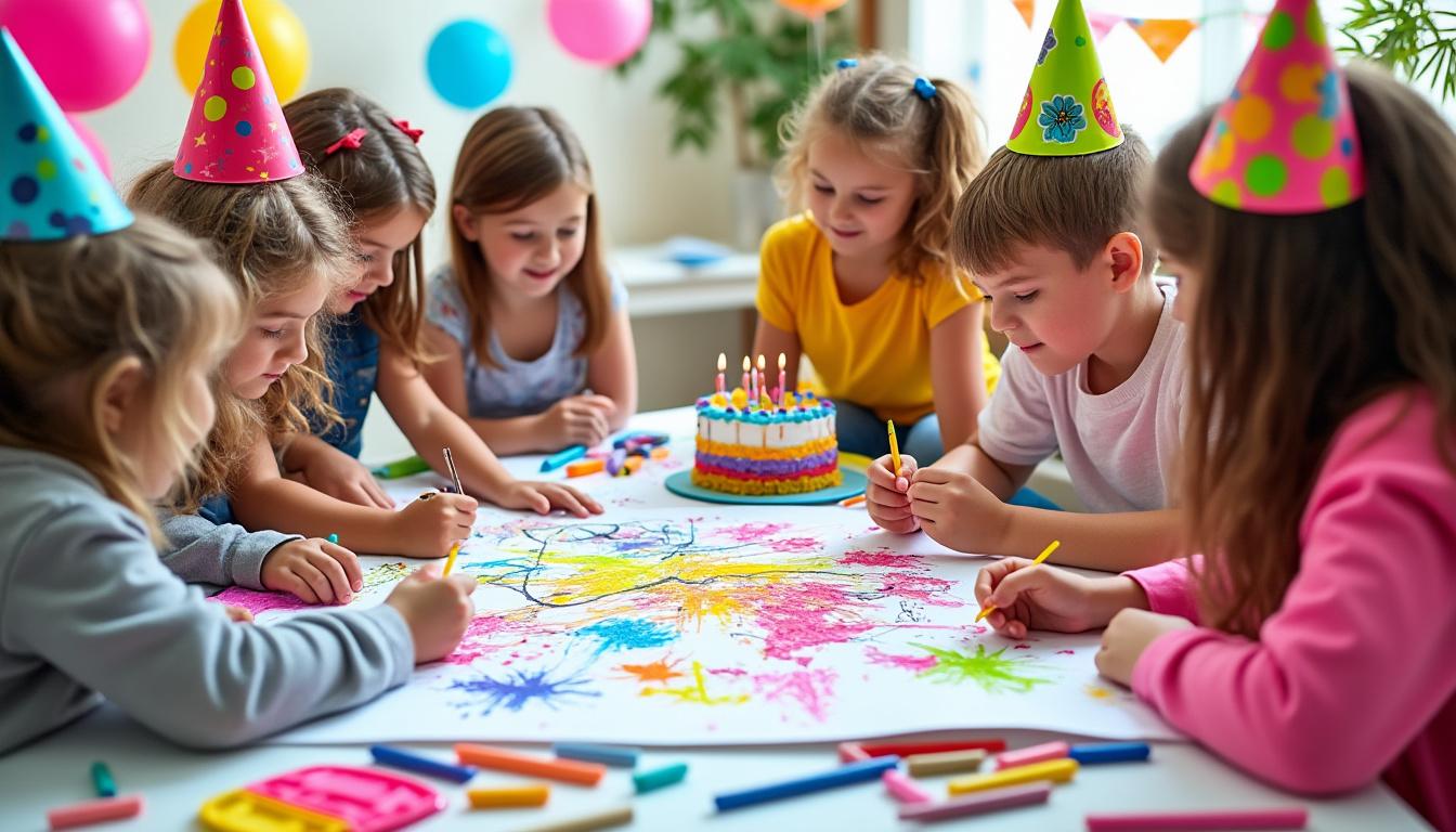 découvrez nos astuces pour réussir un dessin collectif sur grande feuille lors d'une fête d'anniversaire pour enfants et rendre ce moment créatif et inoubliable.