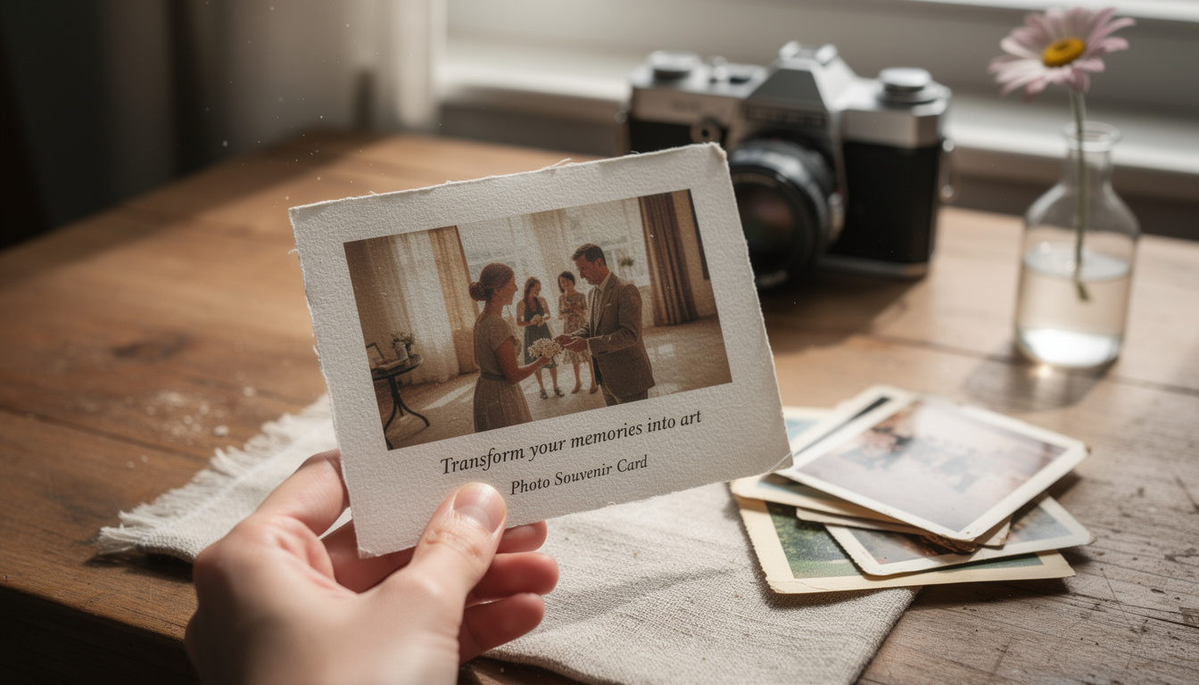 transformez vos souvenirs précieux en œuvres d'art uniques grâce à nos cartes souvenirs personnalisées avec photo, idéales pour garder vos moments inoubliables à portée de main.