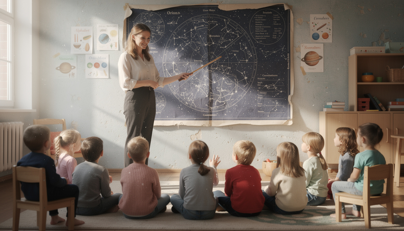 découvrez comment initier les enfants de maternelle à l'astronomie en utilisant une carte de constellation pour apprendre les étoiles de manière ludique et éducative.