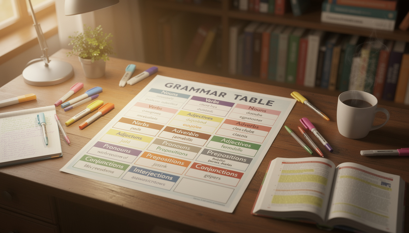 découvrez comment utiliser efficacement le tableau des classes grammaticales pour construire des phrases claires et bien structurées.