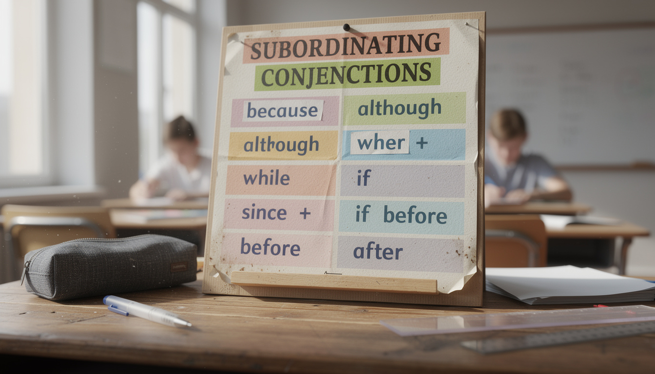 découvrez un tableau pratique des conjonctions de subordination, spécialement conçu pour aider les élèves à maîtriser la grammaire française facilement et efficacement.
